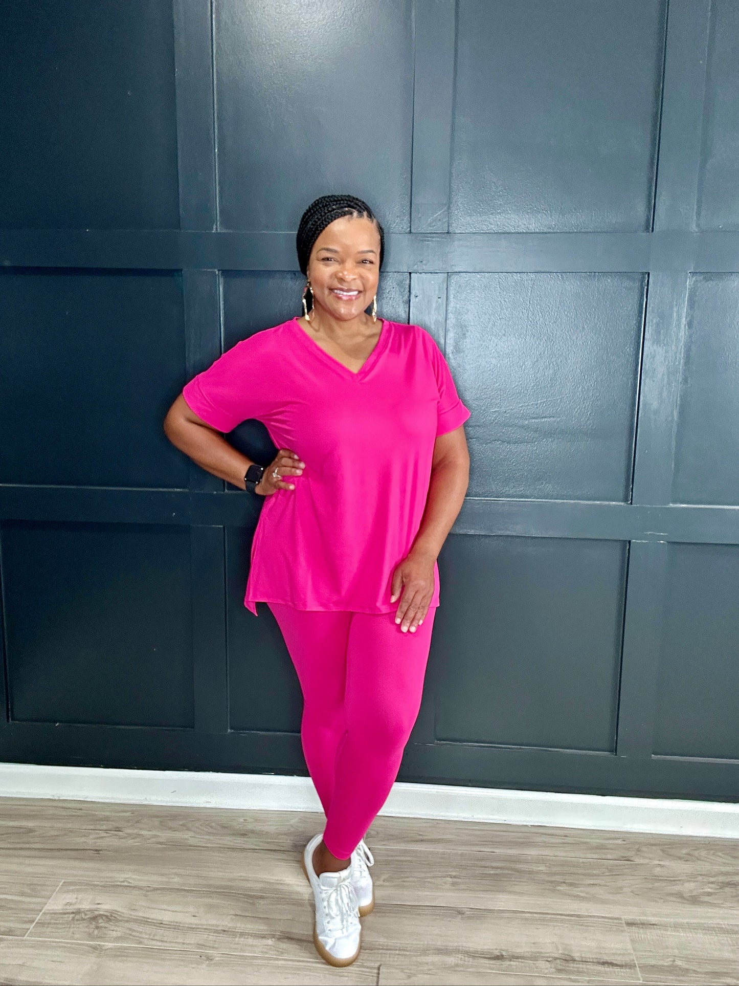 Hot Pink | V-Neck Legging Set