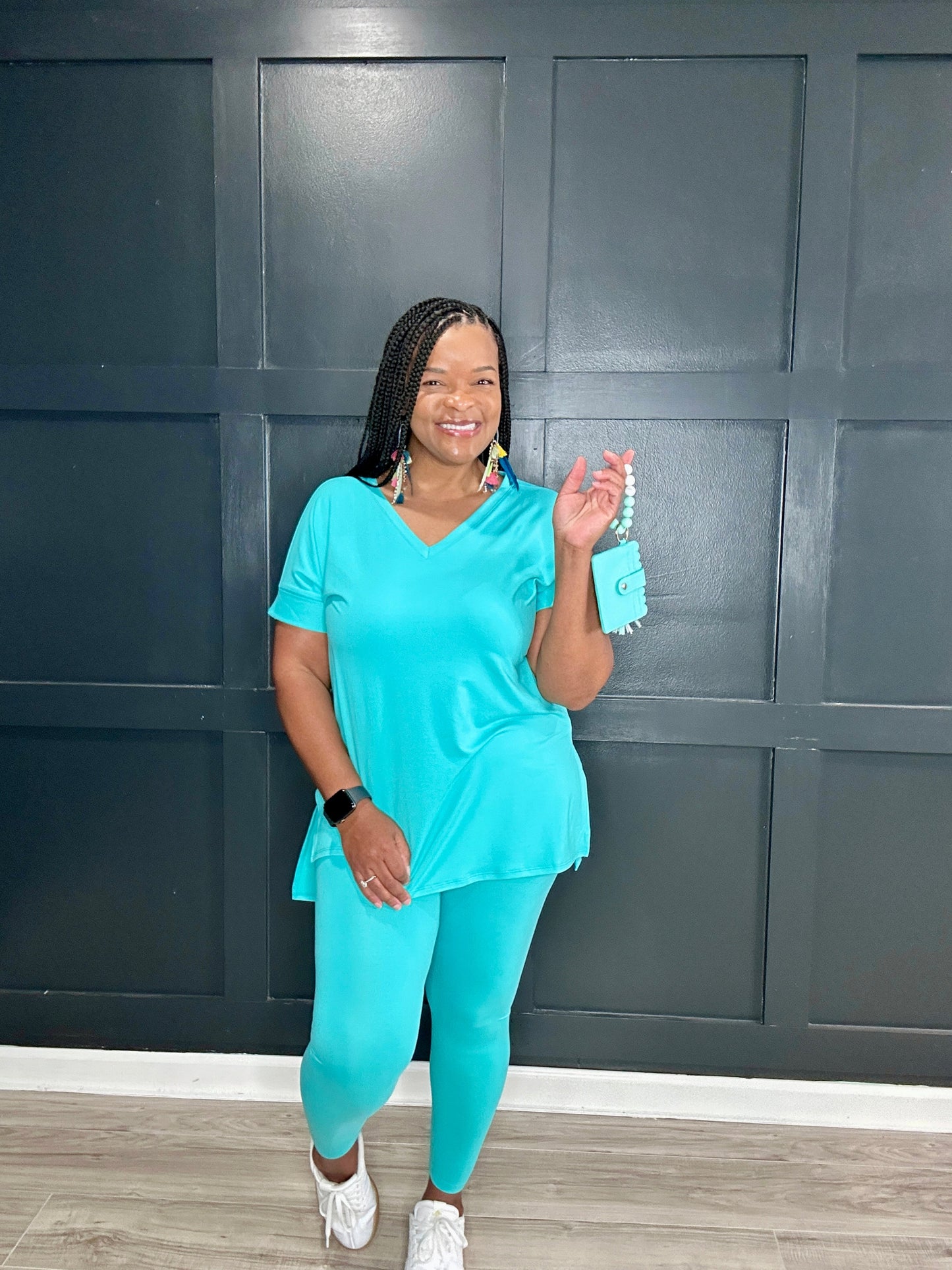 Turquoise | V-Neck Legging Set