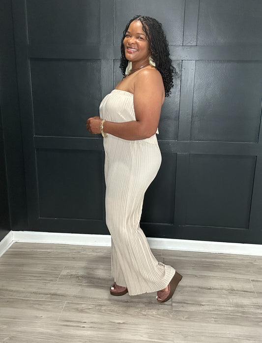 Pleated Jumpsuit | Nude | Final Sale