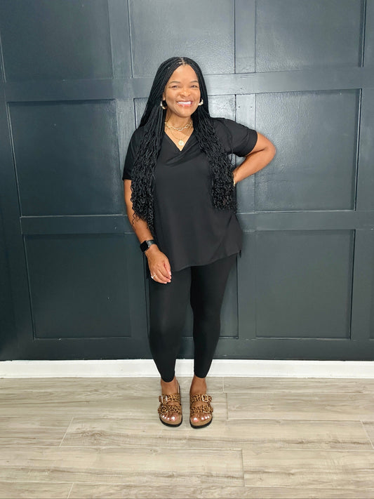 V-Neck Legging Set | Black