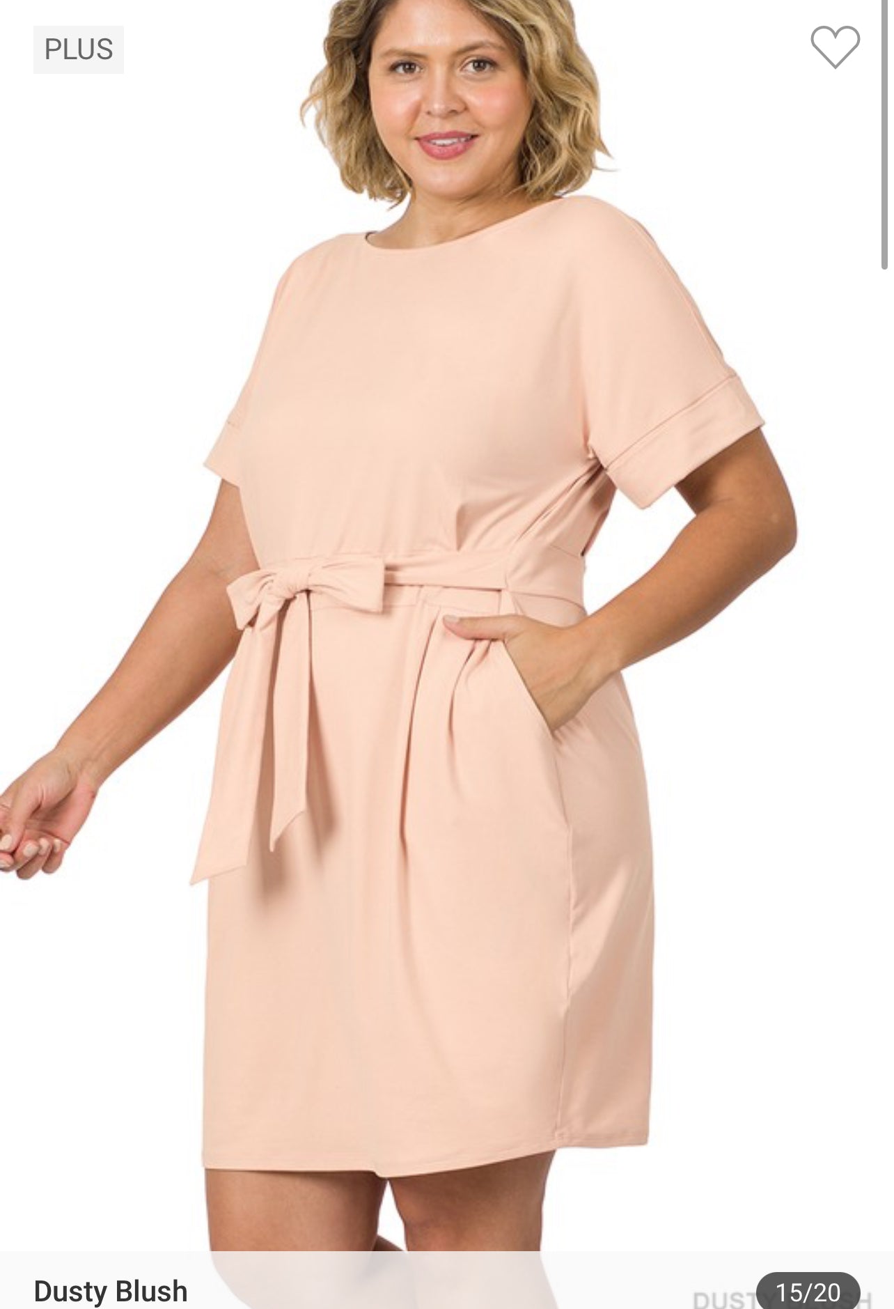 {Plus} Tie Waist Dress | Dusty Blush | Final Sale