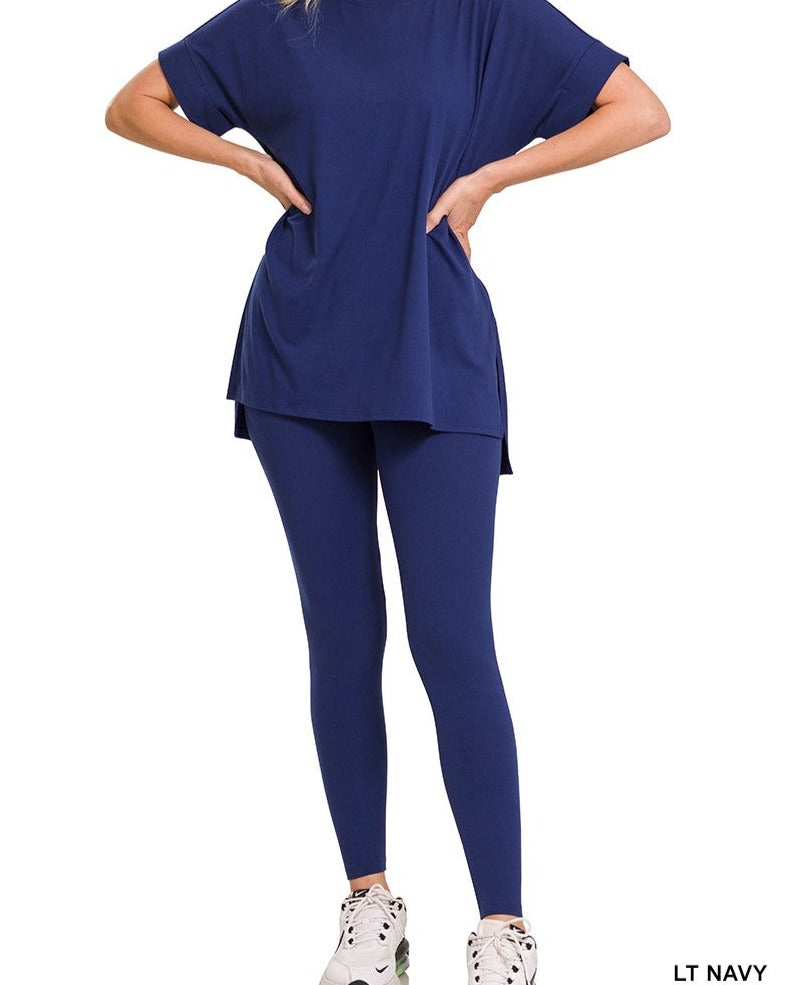 {Reg & Plus) Classic Legging Set | Lt. Navy