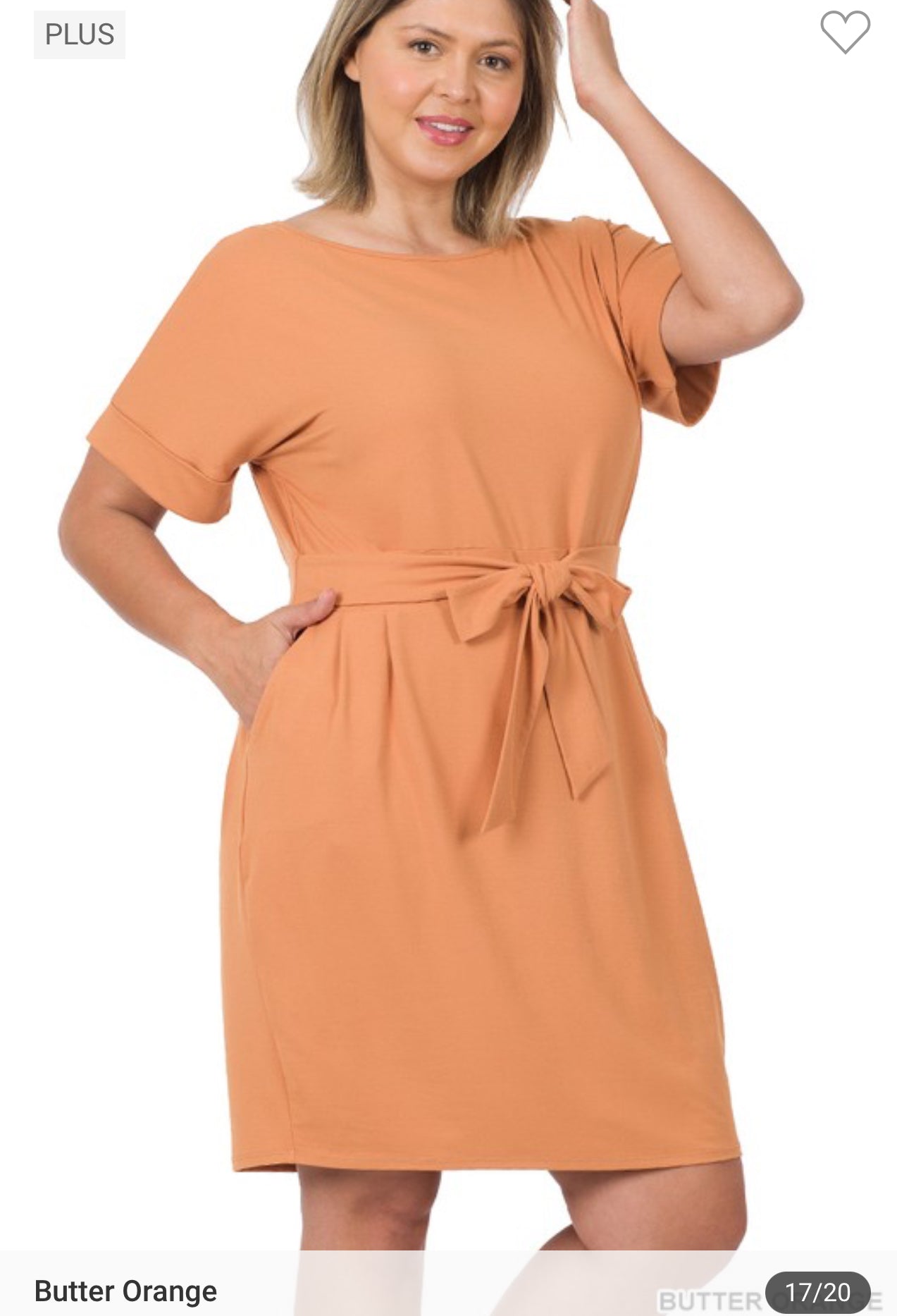 {Plus} Tie Waist Dress | Butter Orange | Final Sale