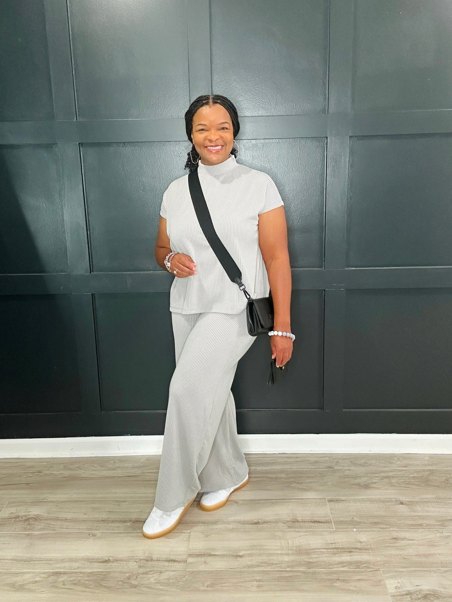 light grey silver two piece set 