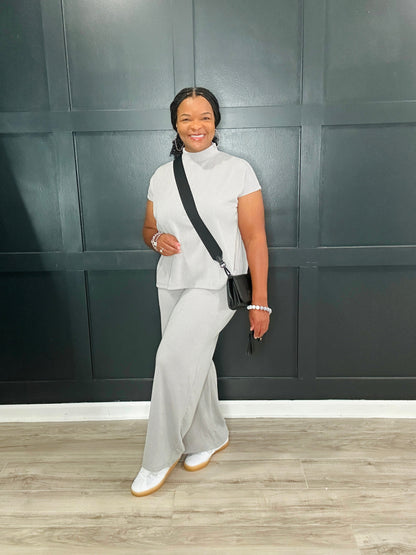 light grey silver two piece set 