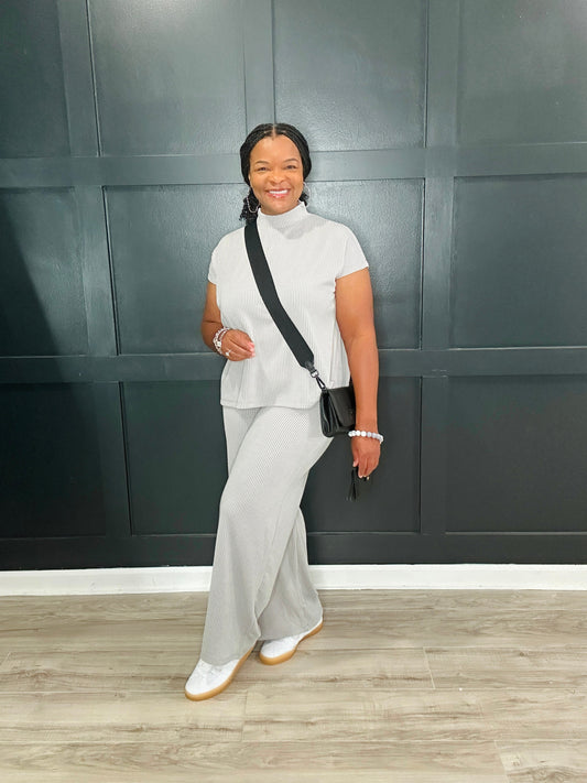light grey silver two piece set 