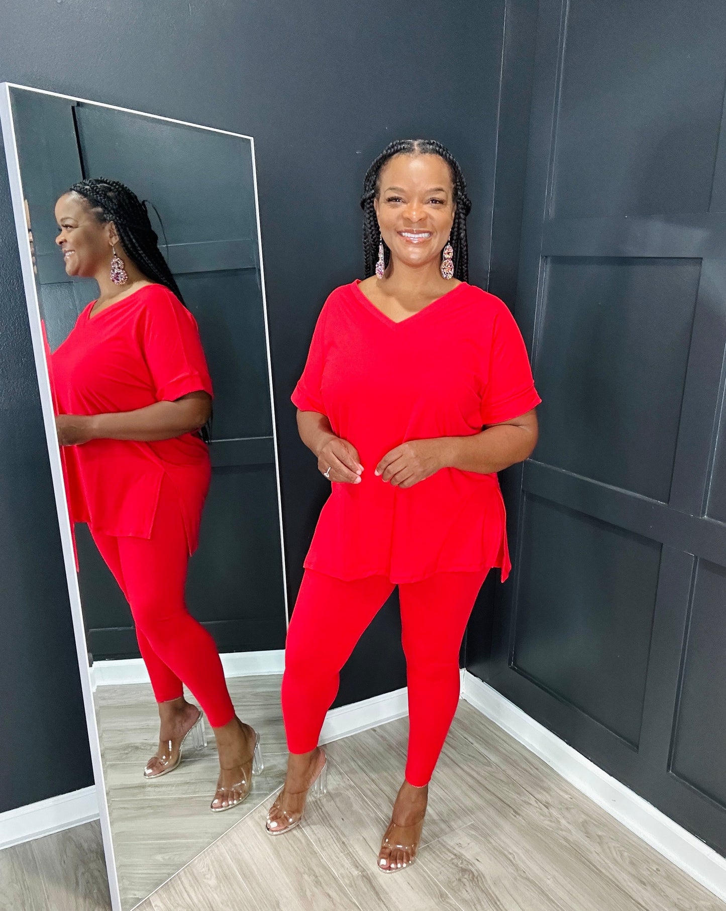 V-Neck Legging Set | Ruby | 3X