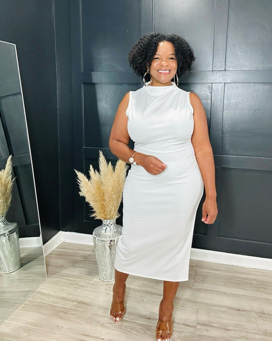 Classic Midi Dress | Ivory |Final Sale
