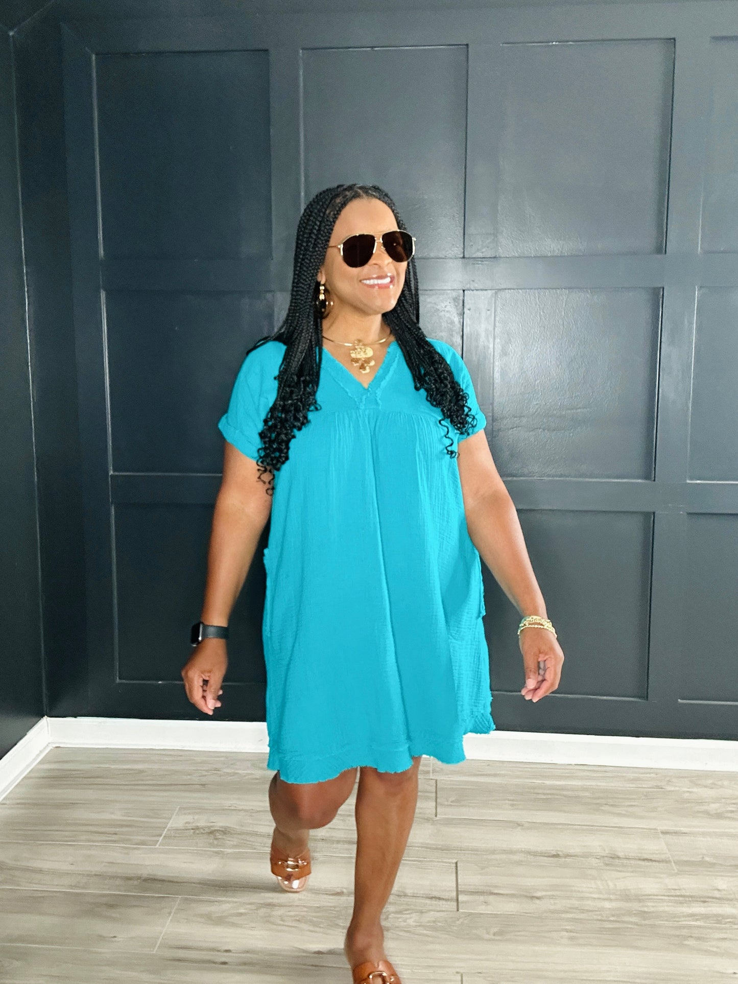 Gauze Dress | Teal