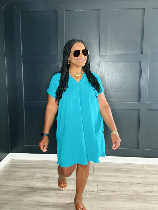 Gauze Dress | Teal