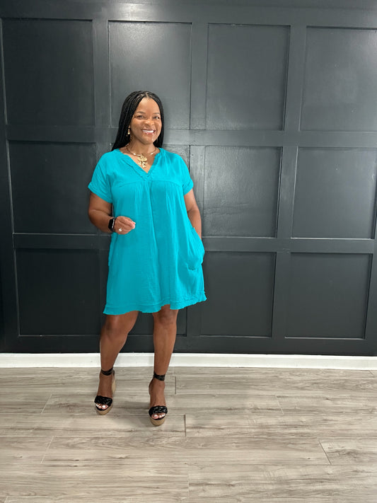 Gauze Dress | Teal