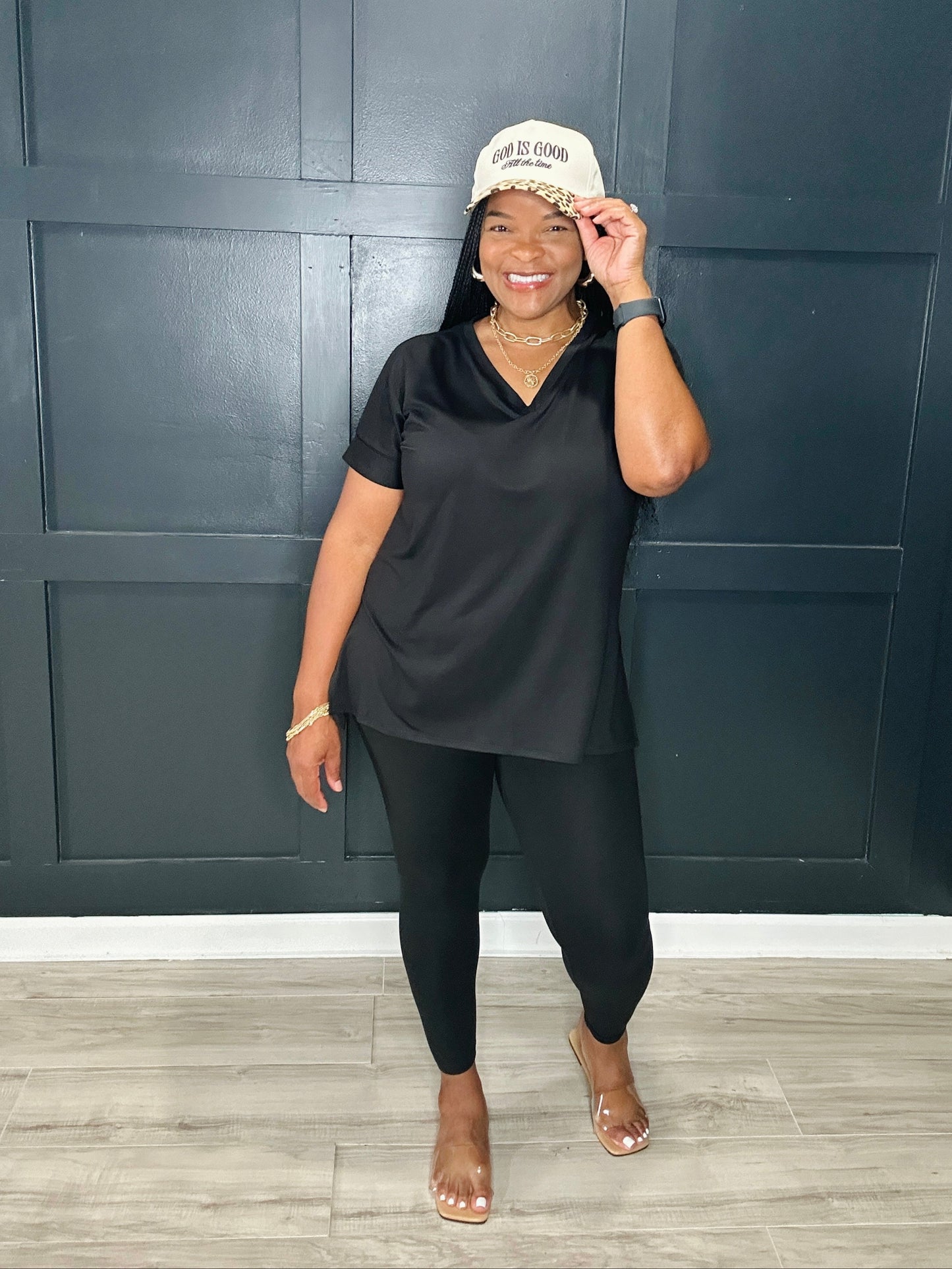 V-Neck Legging Set | Black