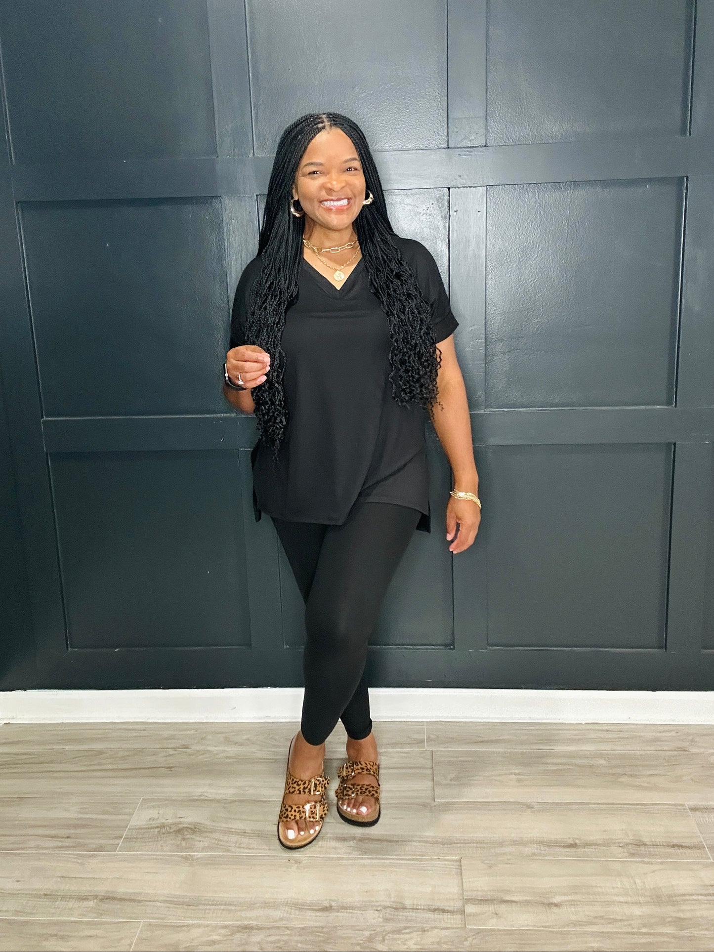 V-Neck Legging Set | Black