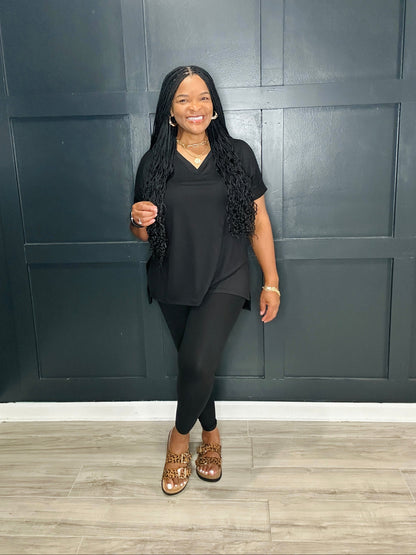 V-Neck Legging Set | Black