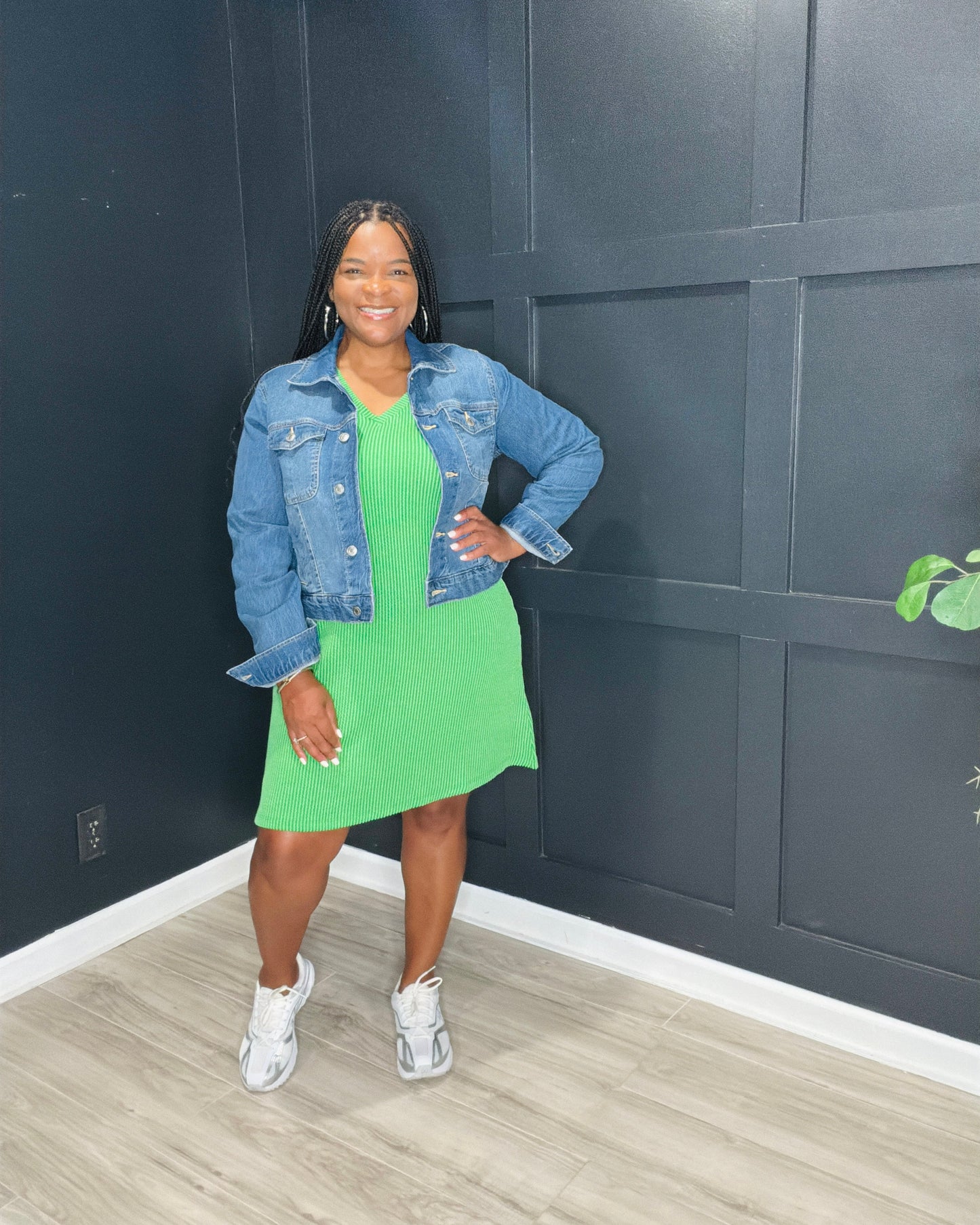 Kelly Green Ribbed Sleeveless Dress