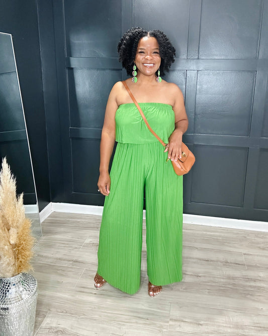 Pleated Jumpsuit | Kelly Green