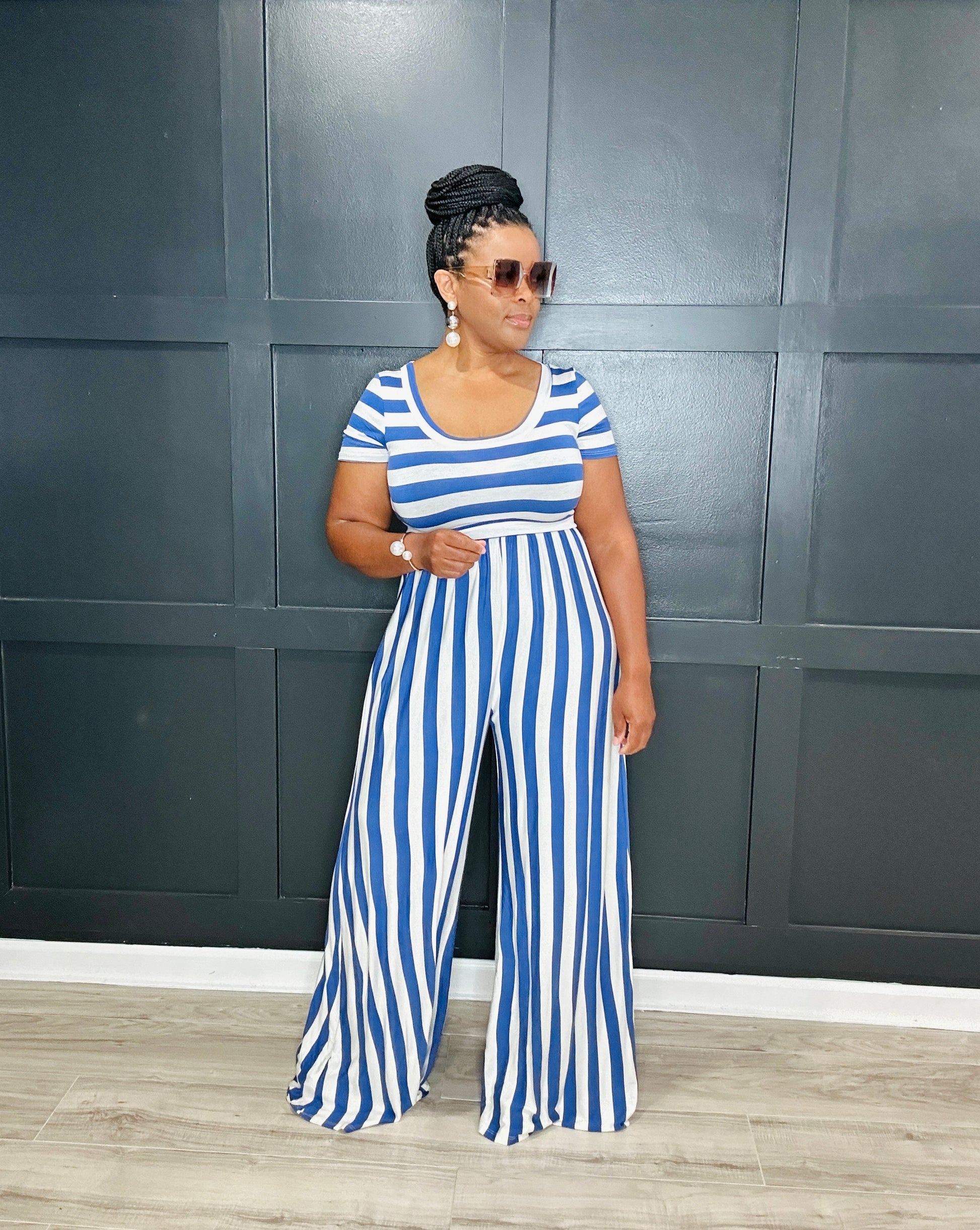 Bailey | Stripe Jumpsuit | Blue – Blissful Lifestyle Boutique